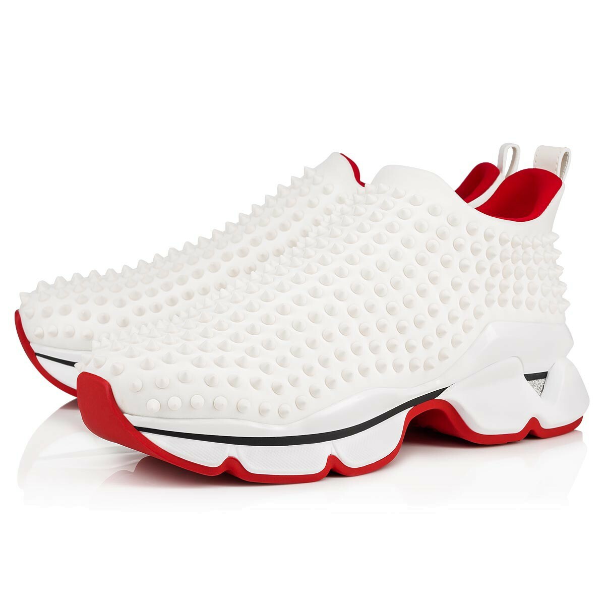 Christian Louboutin Spike Sock Donna Flat Snow White Red Neoprene