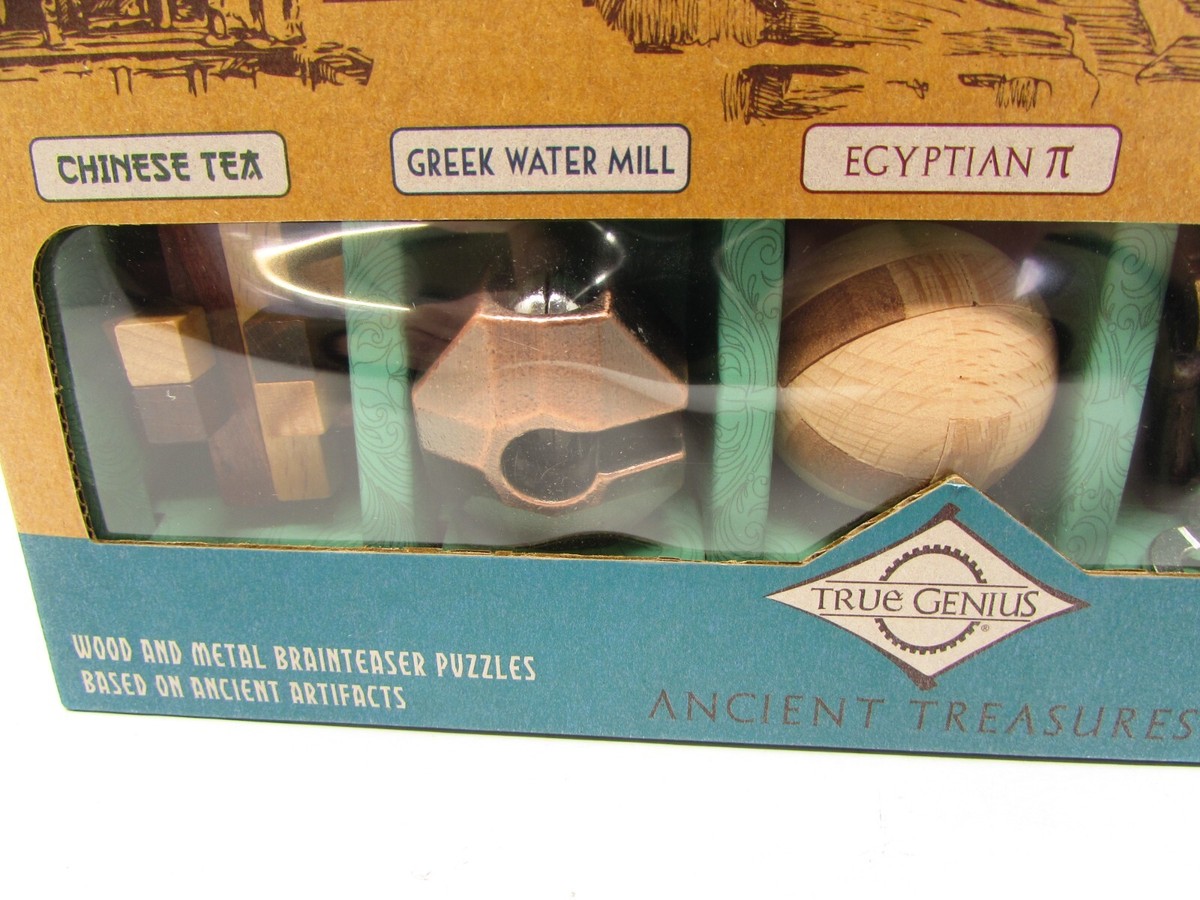 True Genius Ancient Treasures Puzzle Set Wood & Metal Brainteaser
