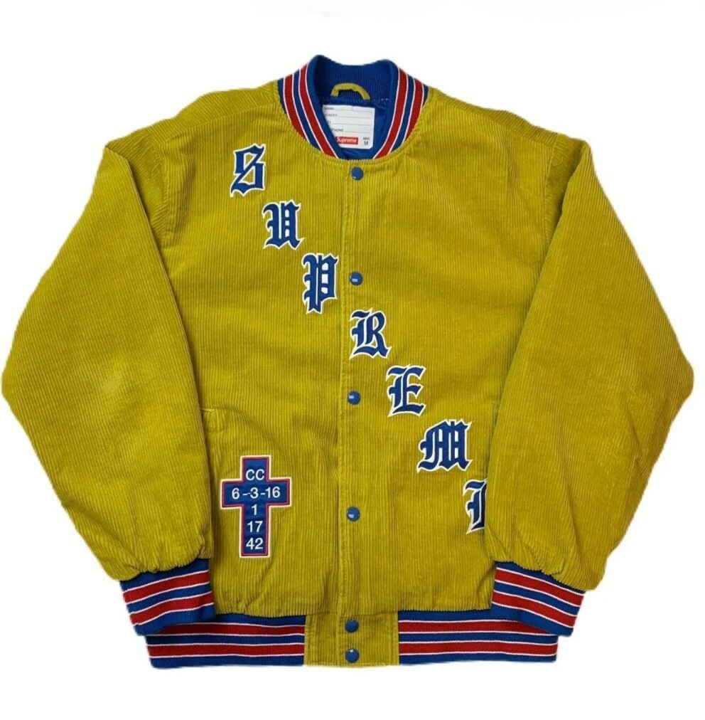 Supreme Old English Corduroy Varsity Jacket (BRAND NEW) Sulphur