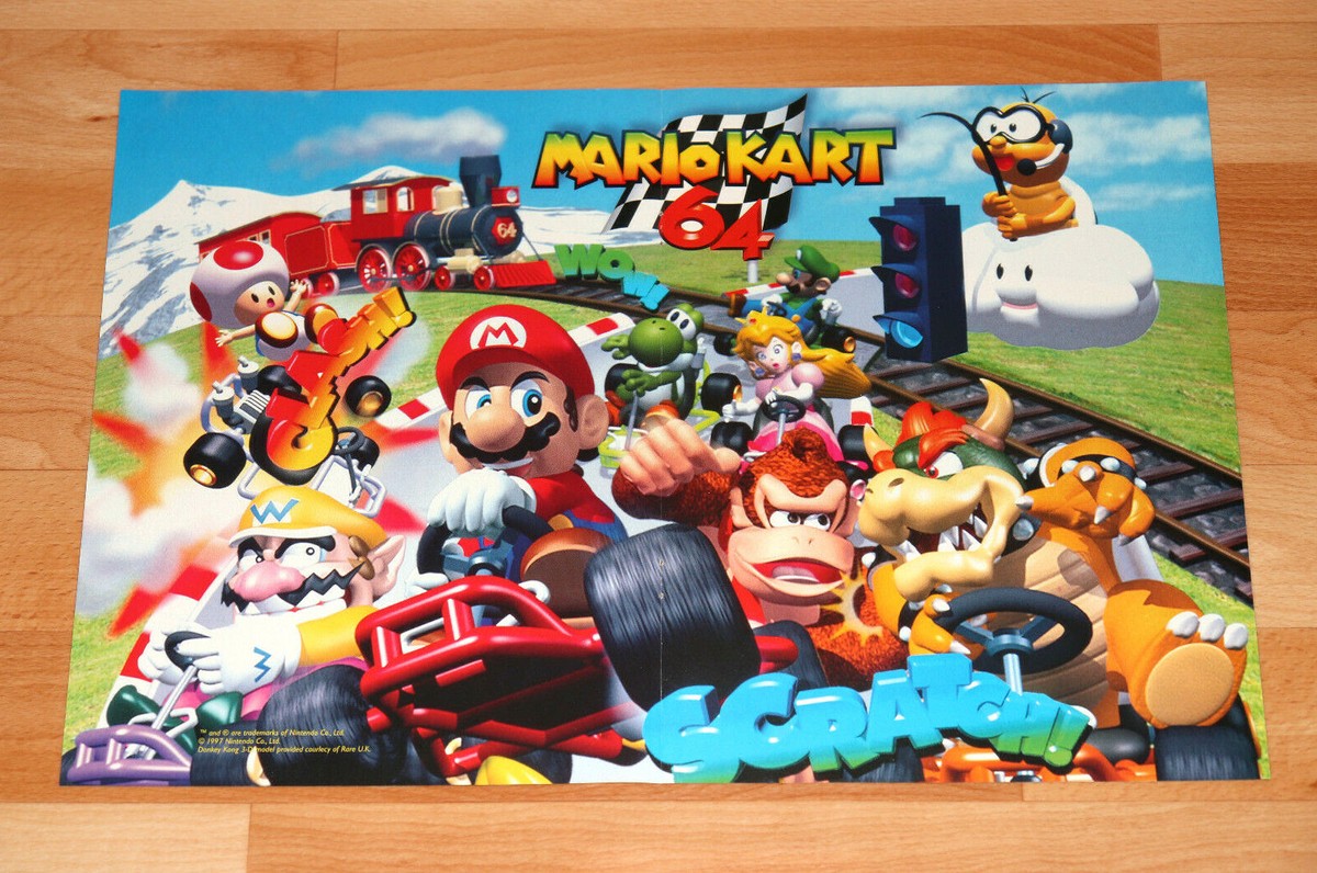 1997 Nintendo Mario Kart 64 N64 very rare small Vintage Poster