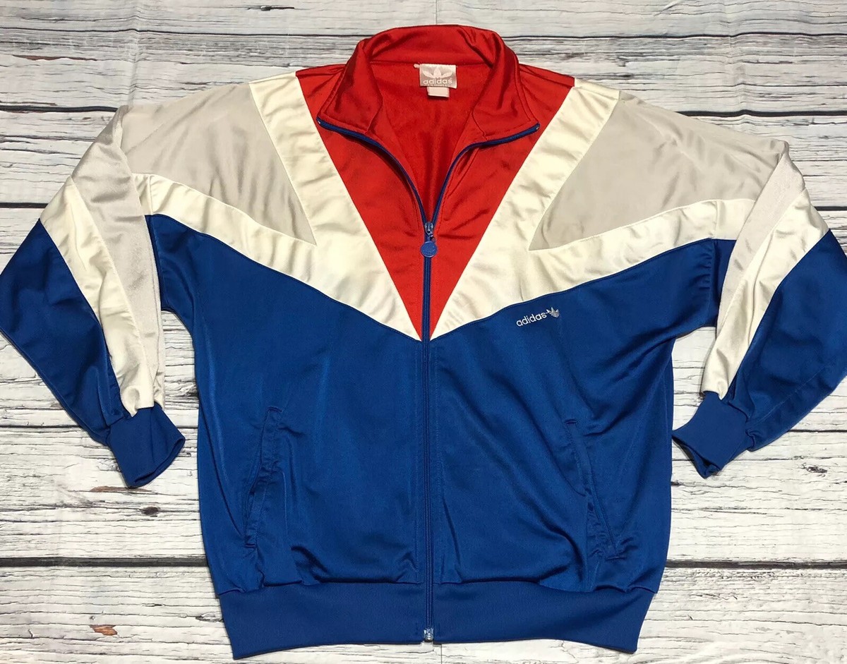 Vintage 80s Adidas V Striped Color Block Full Zip Track Jacket