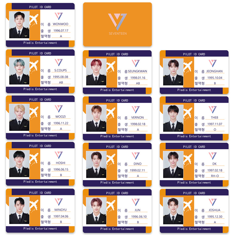 Kpop SEVENTEEN Pilots Plastic Photo ID Card VERNON WOOZI DK