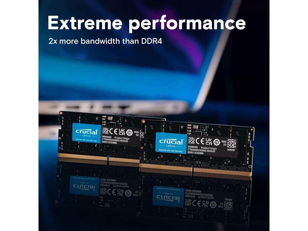 Crucial 128GB (2 x 64GB) 262-Pin DDR5 SO-DIMM DDR5 5600 (PC5 44800