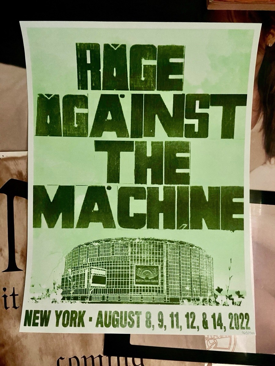 Rare Rage Against The Machine MSG AUG 2022 RATM Poster NYC Zack De