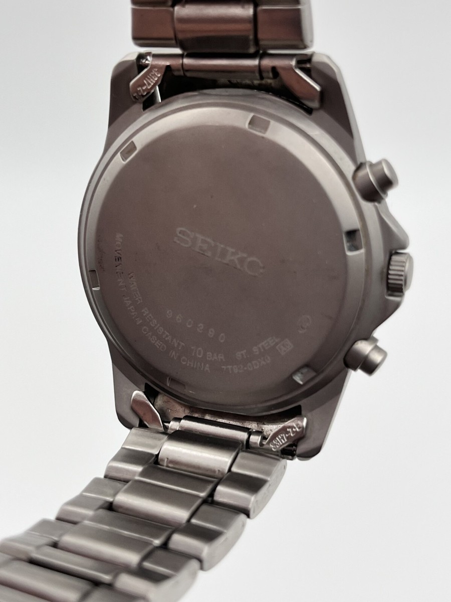 New Battery [Exc] Seiko 7T92-0DX0 Blue Dial Chronograph Quatrz