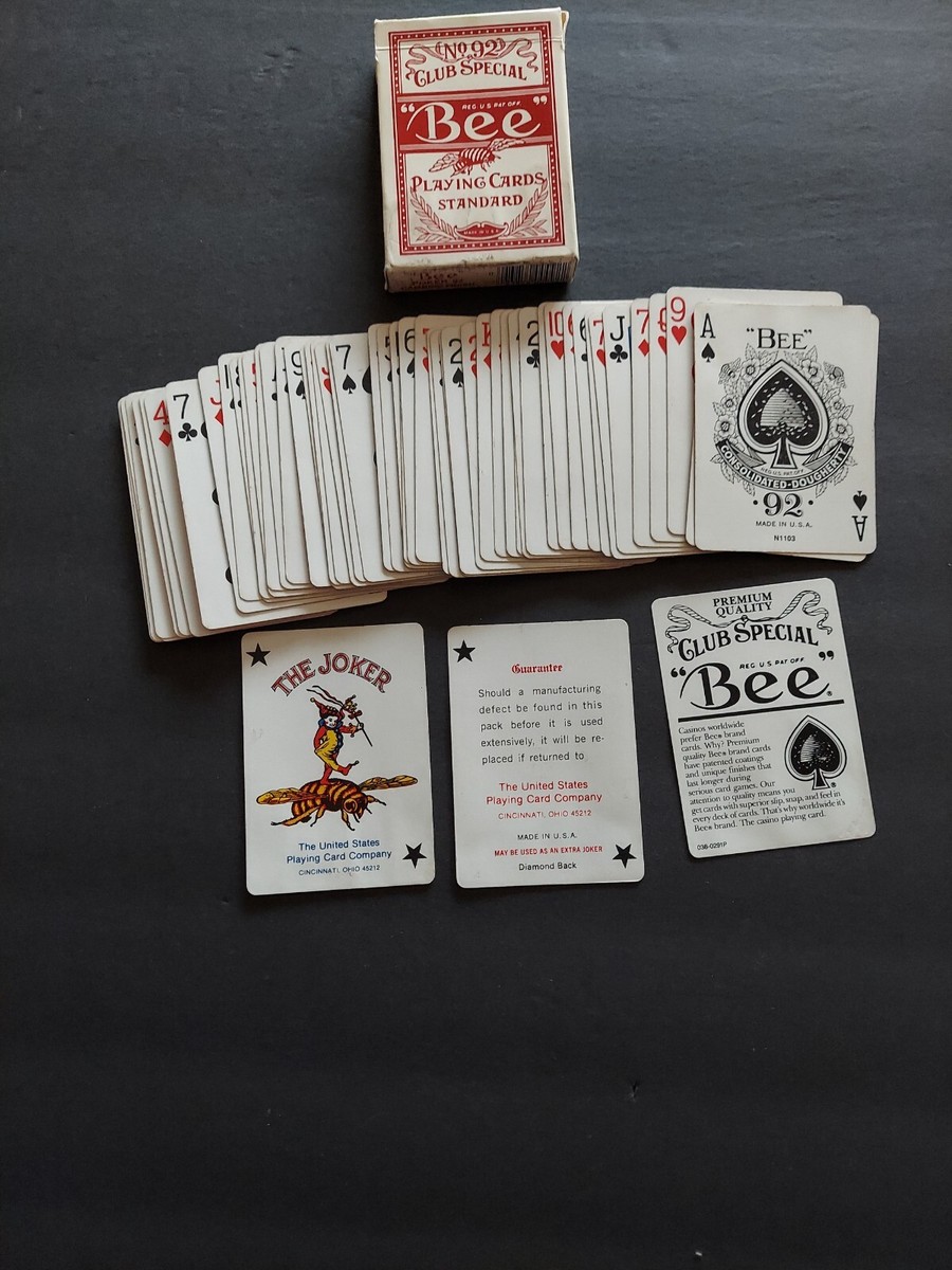Vintage Bee Playing Cards No 92 - Diamond Back Club Special Red | eBay
