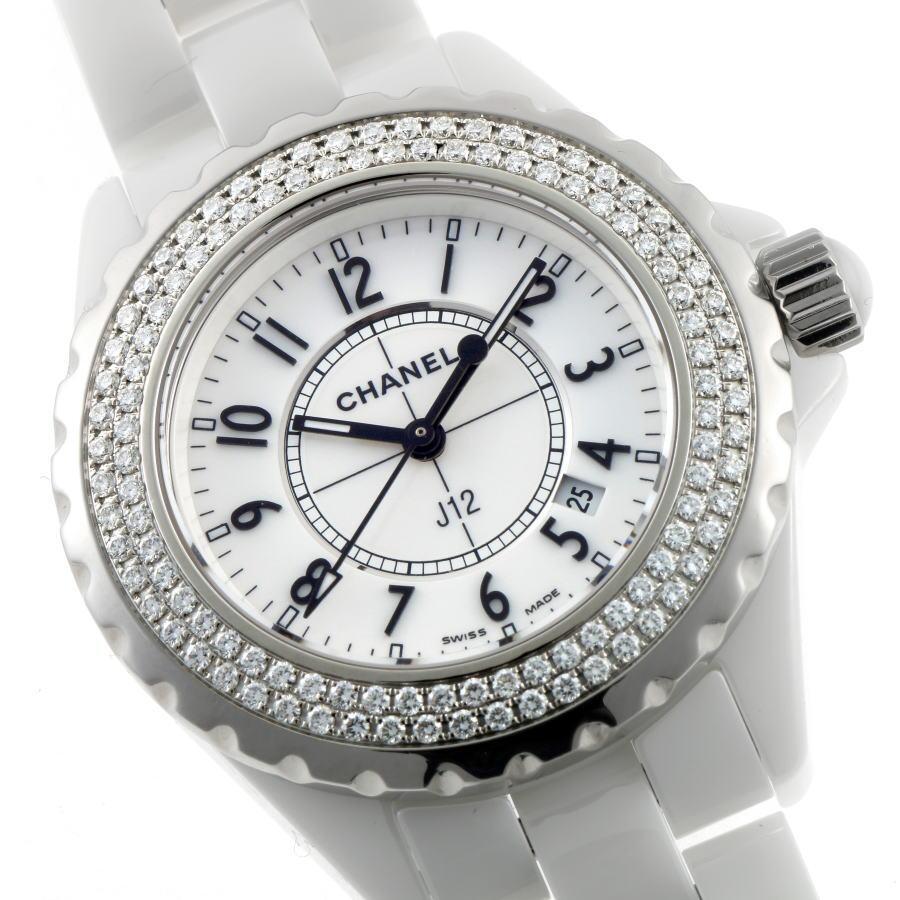 CHANEL J12 33mm H0969 Quartz White Dial Diamond Ceramic Womens