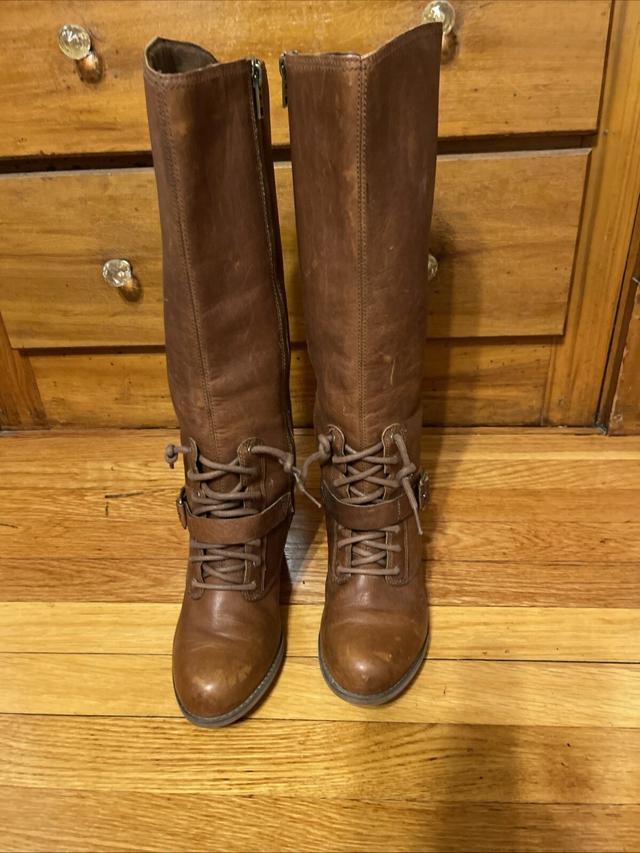 Timberland Trenton 8535R Size 8 Tall Knee High Boots Tan Brown Zip