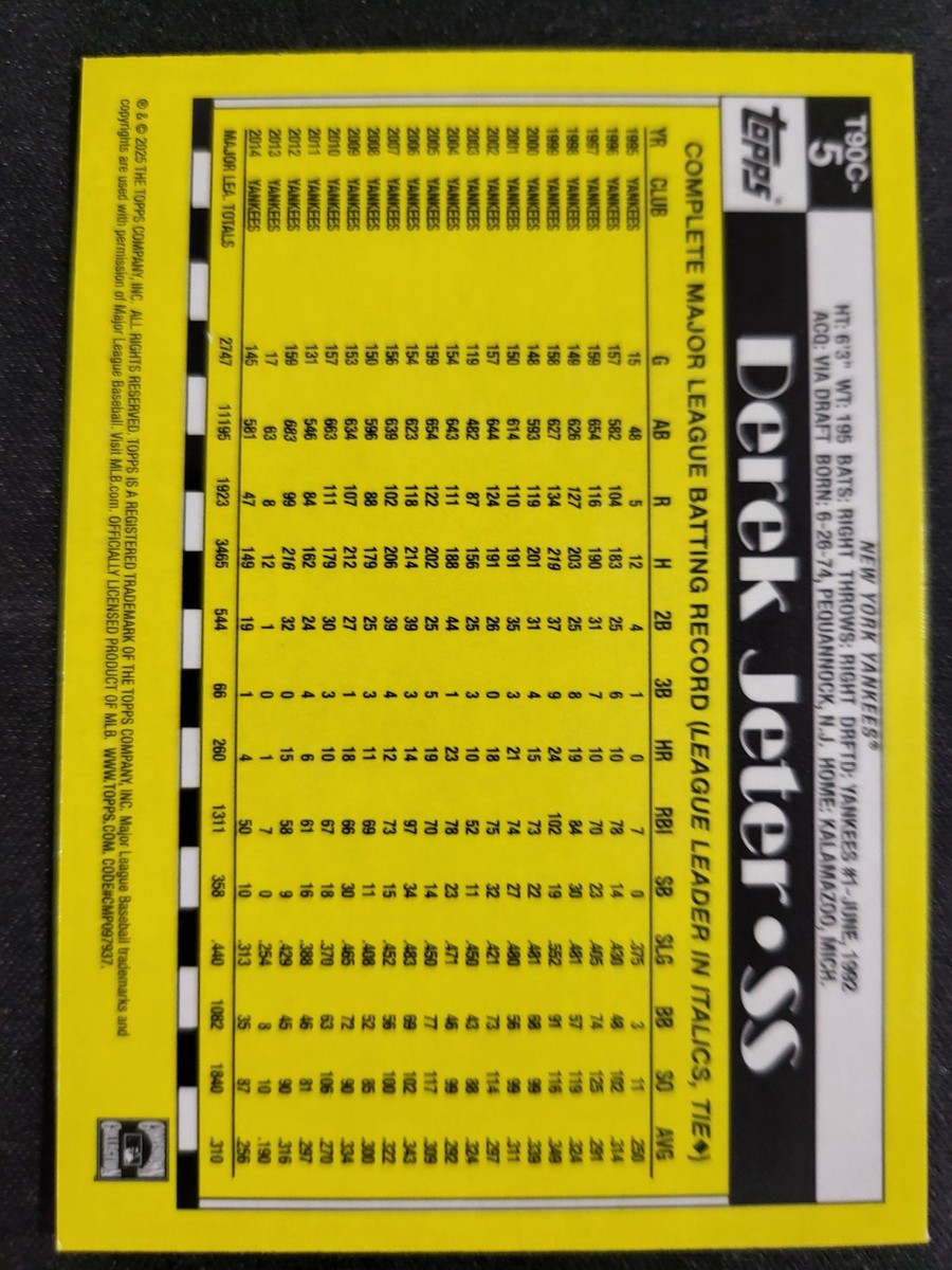 2025 Topps Chrome Derek Jeter MOJO REFRACTOR 1990 card #t90c-5