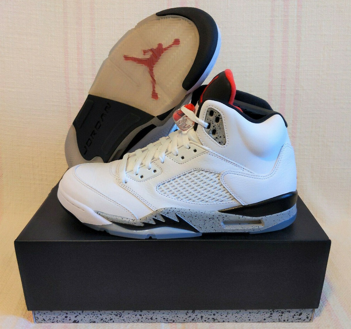 Nike Air Jordan 5 Retro AJV White Cement Grey Black 136027 104 Men