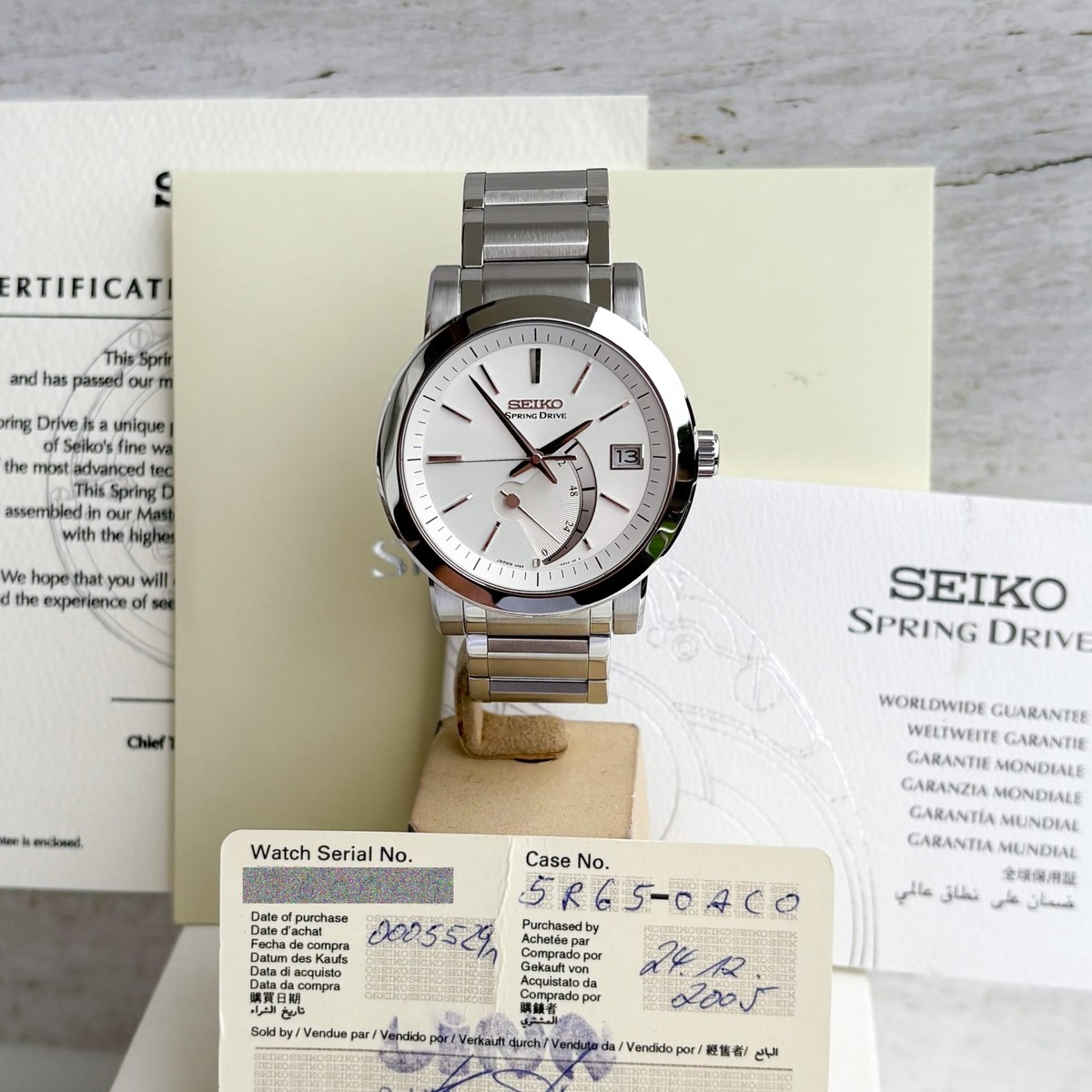 Seiko Spring Drive SNR001 Cal. 5R65 Power Reserve Automatic Stahl