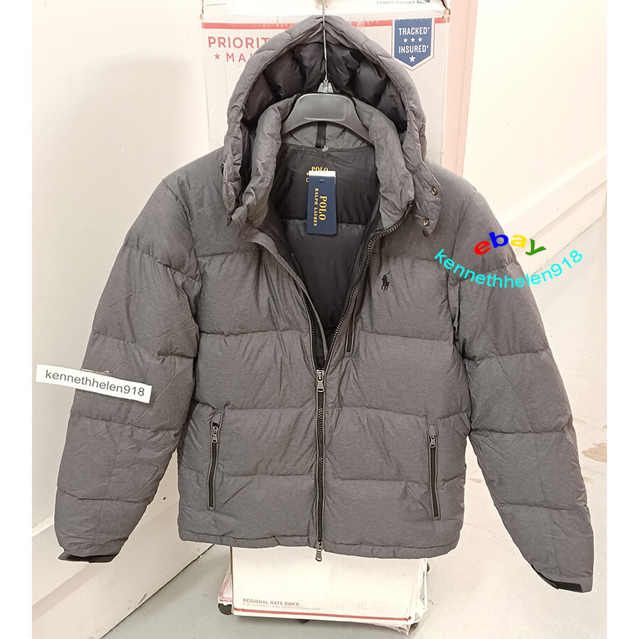 POLO RALPH LAUREN WATER REPELLENT DOWN JACKET COAT HEATHER GREY