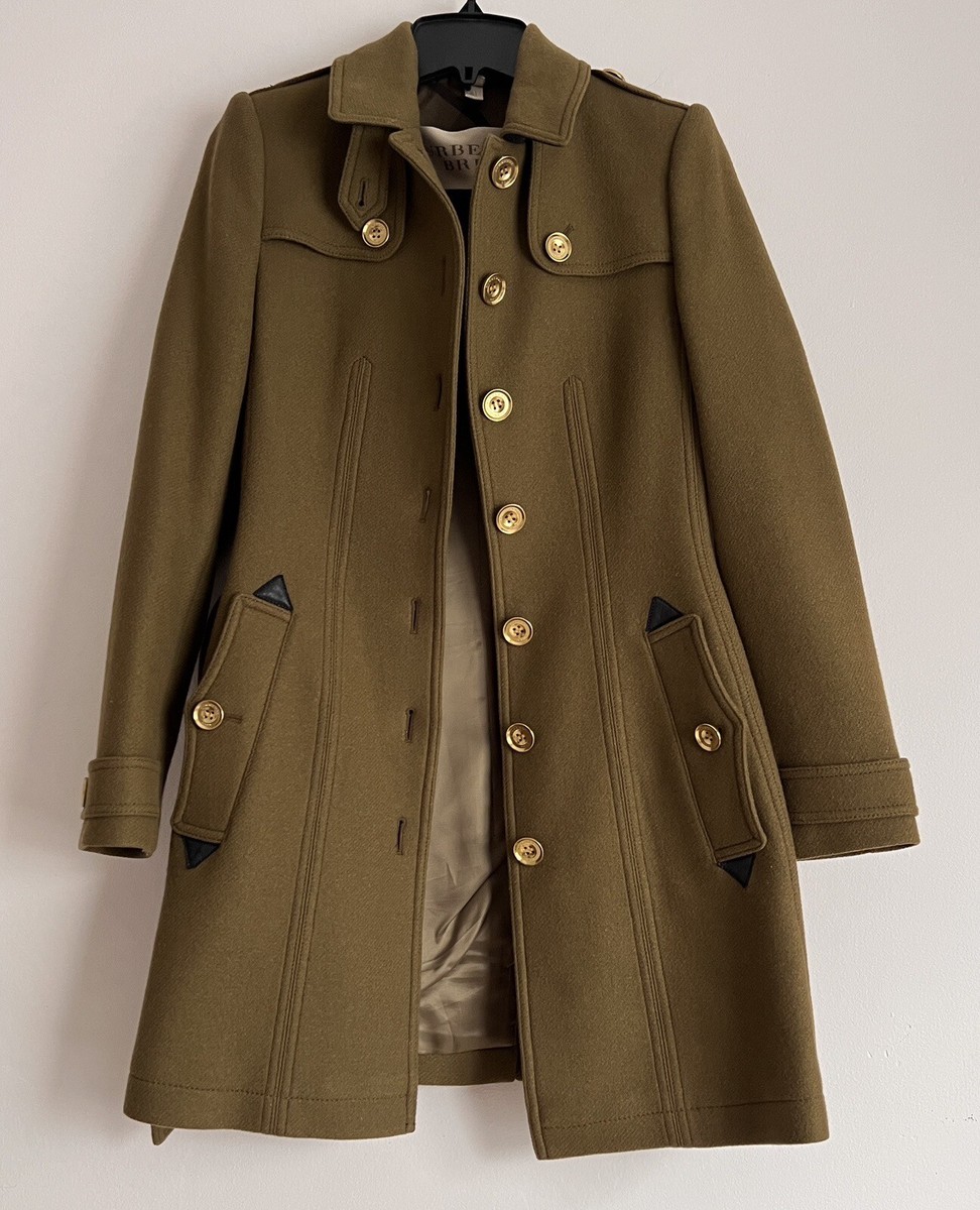 Burberry Brit Didmoore Single Breasted Belted Wool Trench Coat Sz