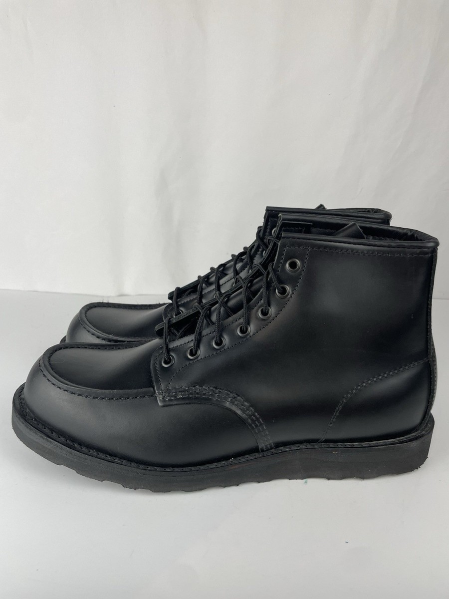 Red Wing 8137 Moc Toe Classic Black Leather Trac Tred Wedge Boots