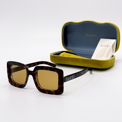 NEW GUCCI GG1718S 002 SQUARE HAVANA YELLOW WOMEN SUNGLASSES GUCCI
