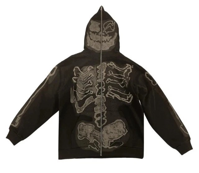 CJ X Fragment Skeleton Graffiti Full Zip Hoodie Redux 2XL XXL In