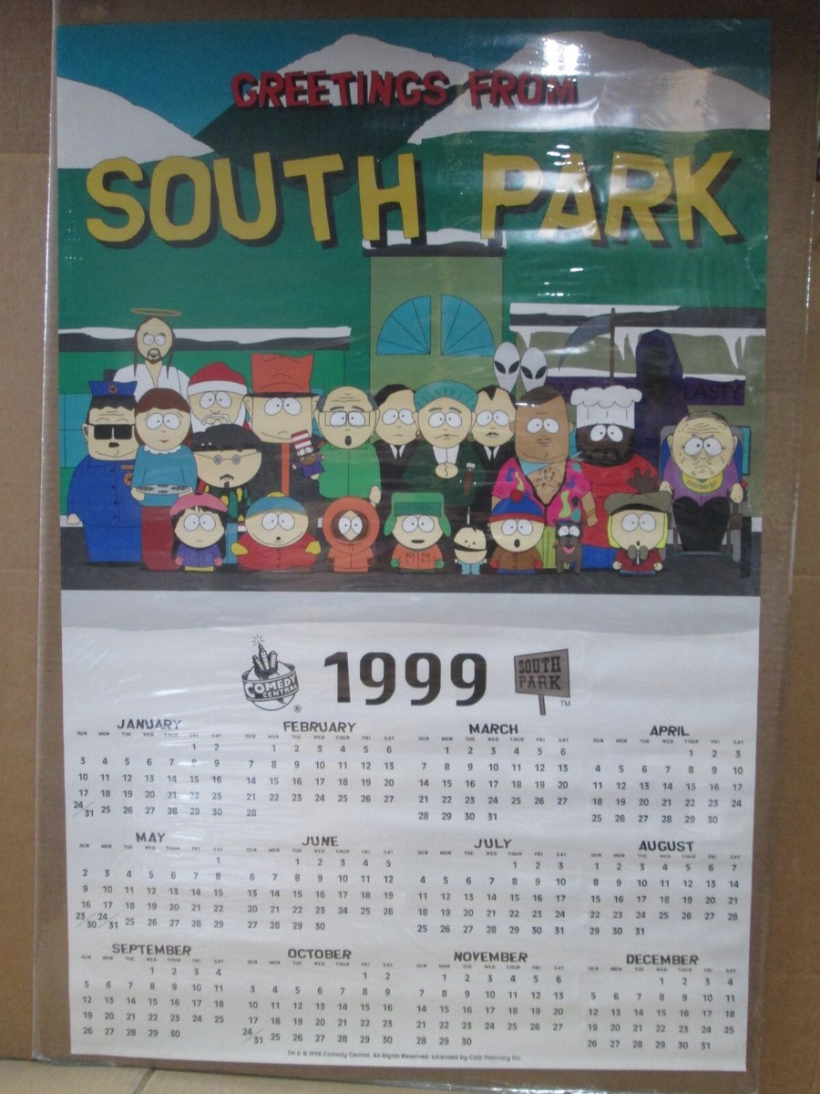 Vintage South Park Calendar 1999 comedy central 1998 poster