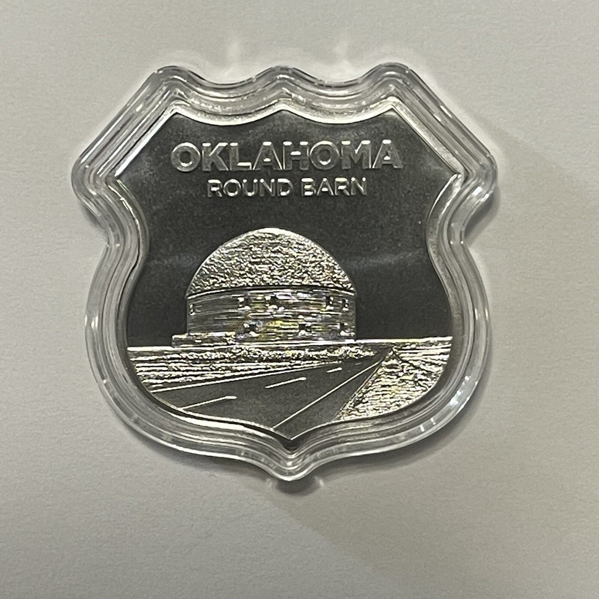 Oklahoma Round Barn Rare Route 66 Shaped Coin 1 Troy Oz .999 Fine