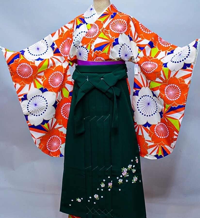 Furisode Kimono & Hakama & Obi sash, Jyuban set L Size Brand New