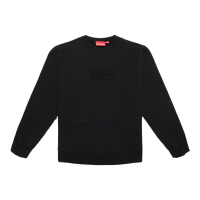 Supreme Cutout Logo Crewneck Sweatshirt Black Bogo Logo SS20 NEW