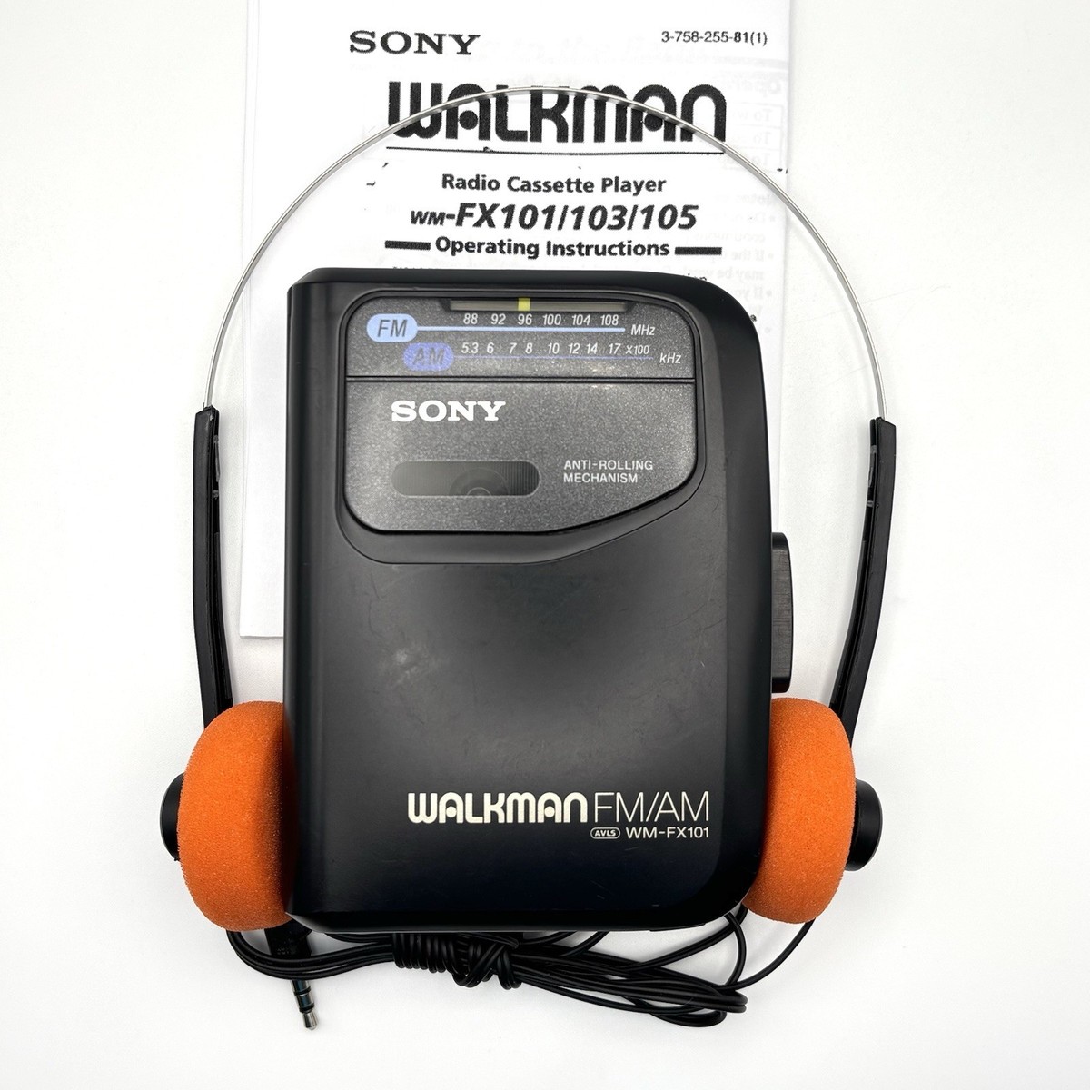 Sony Walkman WM-FX101 AM/FM Cassette Player - New Belt