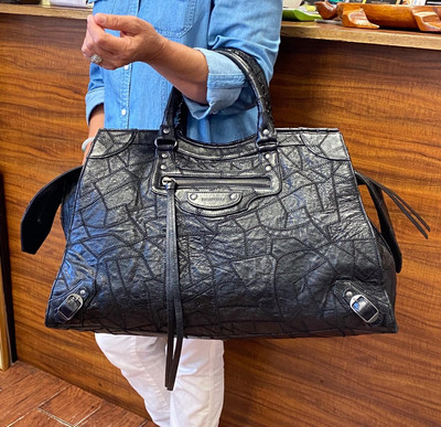 Authentic Balenciaga Neo City Black Patchwork Leather Duffle Bag