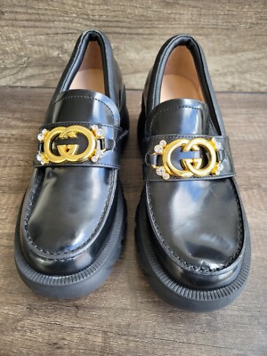 Gucci Women's GG Logo Chunky Heel Loafers Size 36 US 6. | eBay