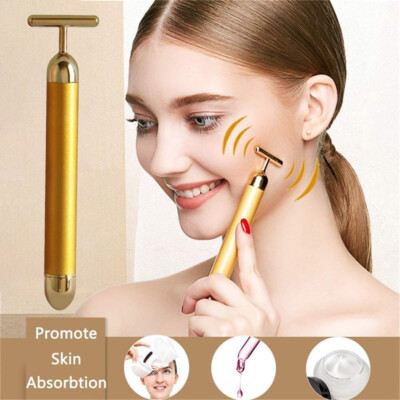24K Golden Pulse Electric T-Shape Vibrating Facial Massage Tool | eBay