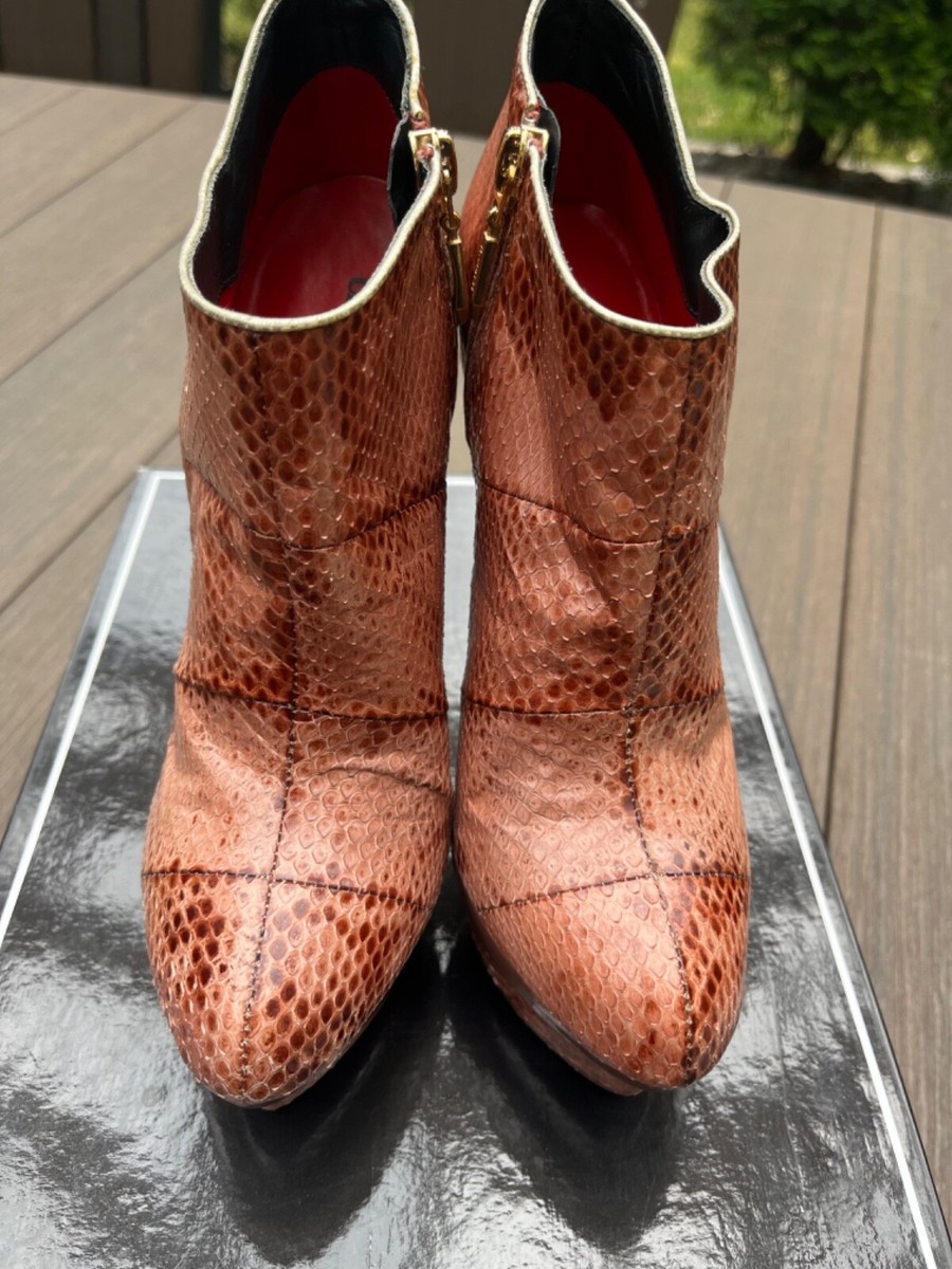 NEW CESARE PACIOTTI dusty mauve pink Genuine leather Snake boots