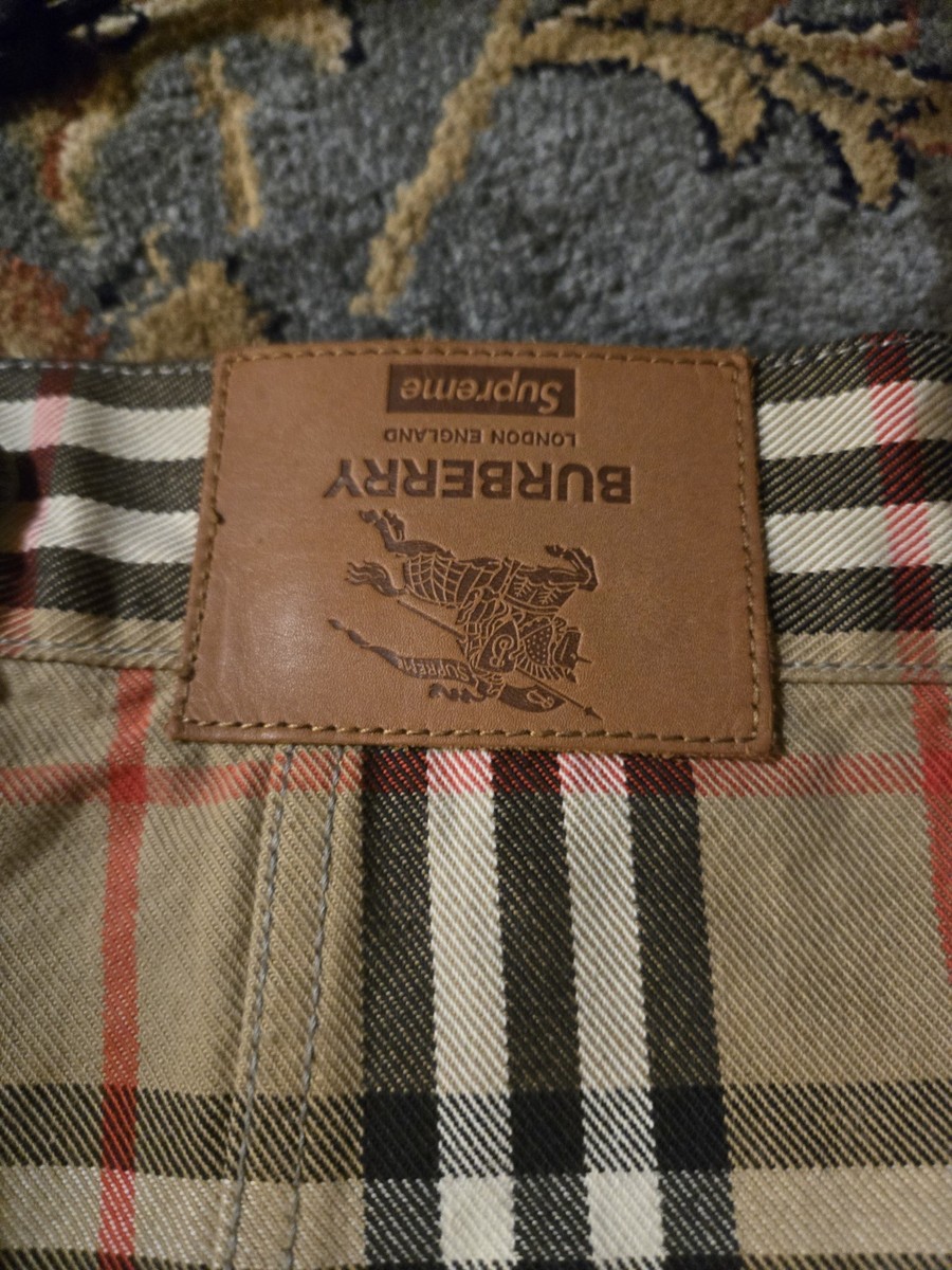 SS22 SUPREME X BURBERRY DENIM TRUCKER JACKET BEIGE SIZE S XL 2022