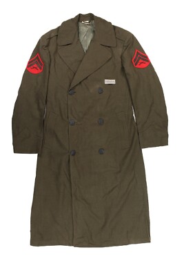 U.S. VIETNAM WAR USMC SERGE GREEN 100% WOOL TRENCH / OVERCOAT SIZE