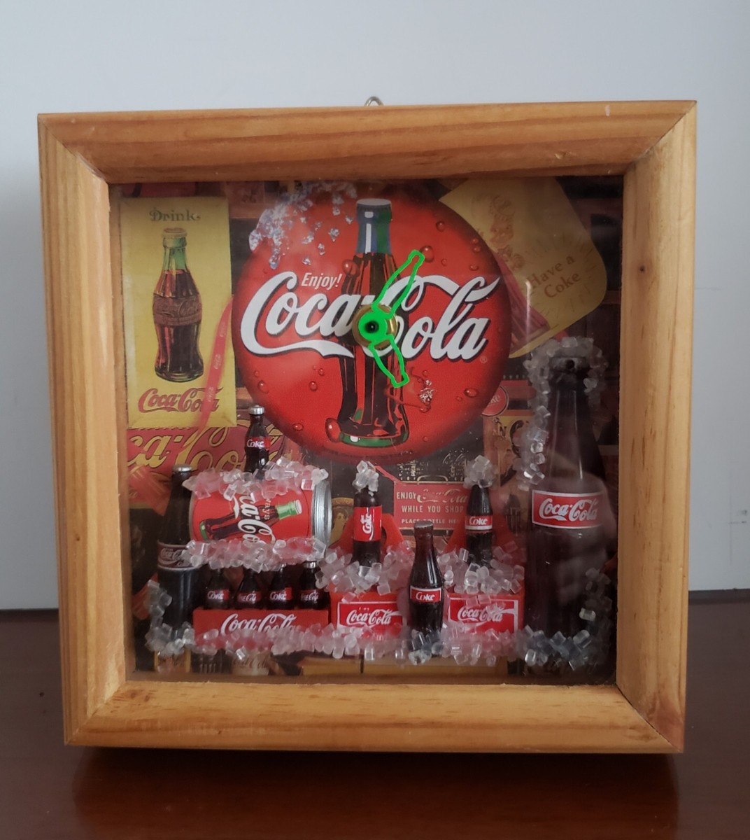 RARE! Vintage Coca-Cola Shadowbox Coca-Cola On Ice Wooden Frame