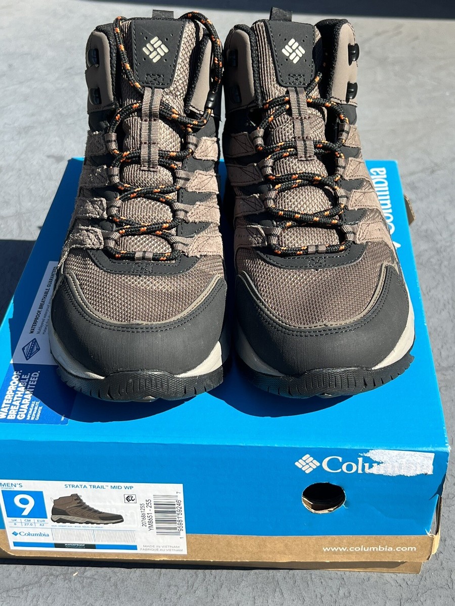 COLUMBIA MEN'S STRATA TRAIL MID Sz 9 WATERPROOF MUD/DESSERT SUN
