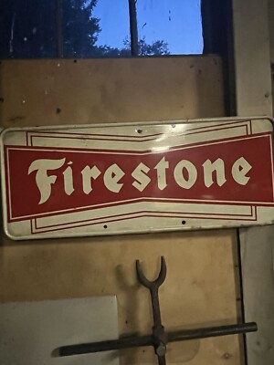 Original Vintage Firestone Porcelain Sign 24