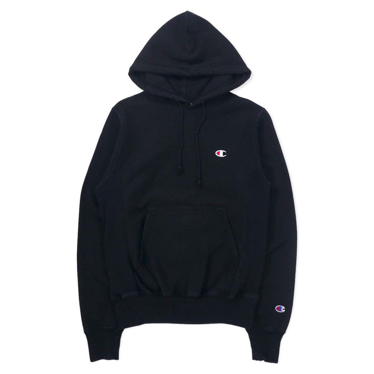 Champion Reverse Weave Hoodie M Black Cotton Single Blue Tag