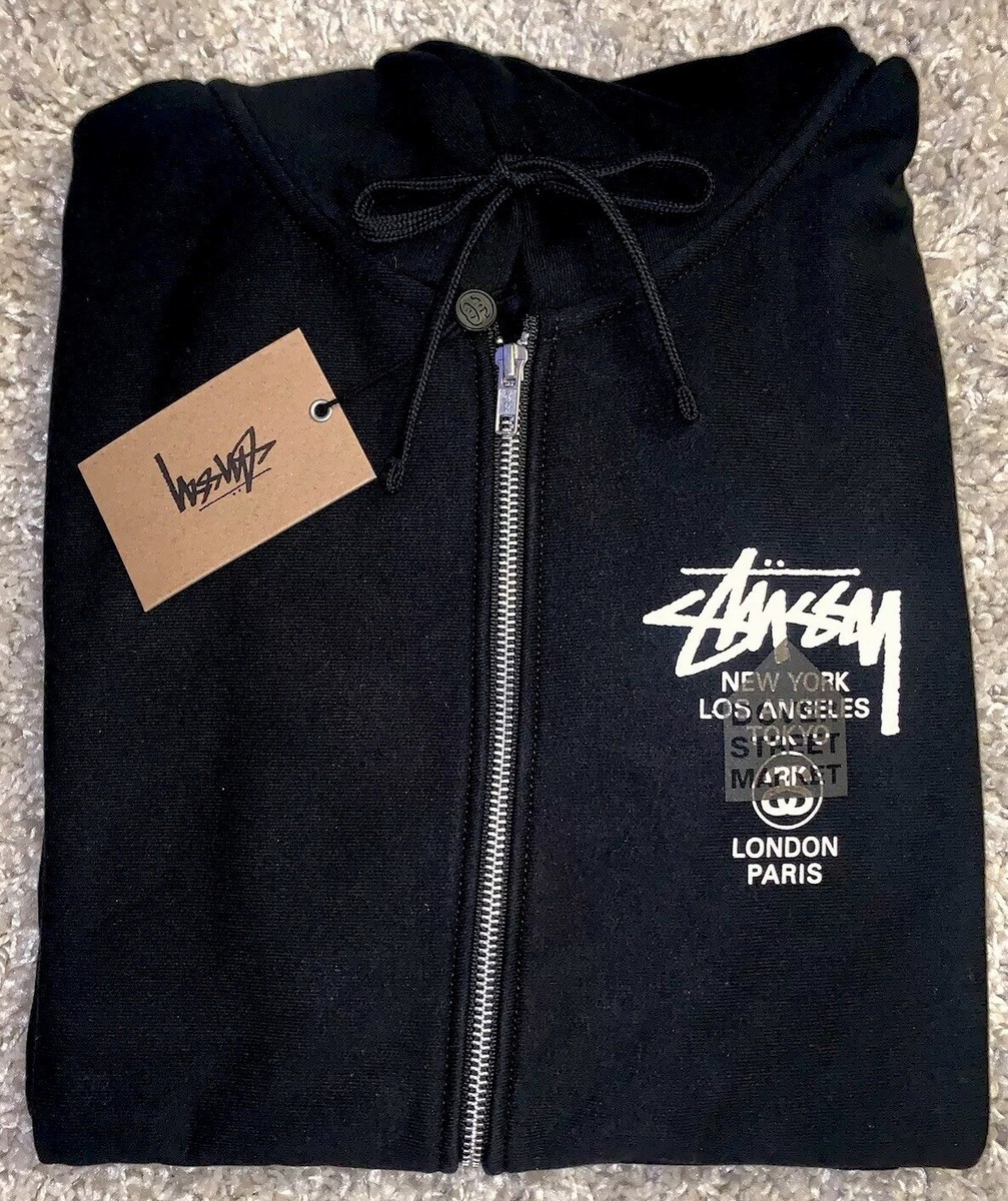 Stussy x DSM x Dover Street Market World Tour Black Zip Up Hoodie