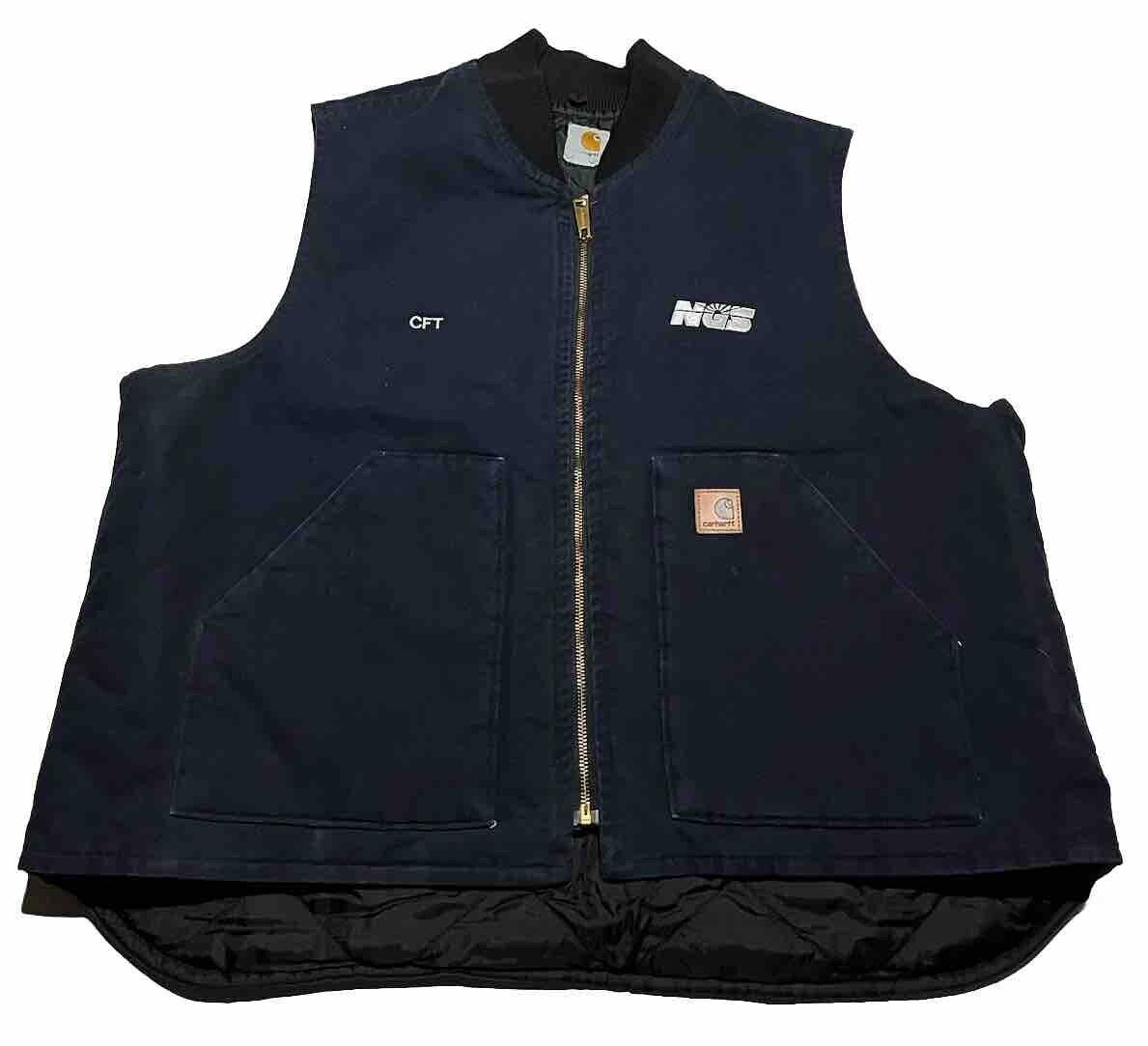 Carhartt V02 MDT Arctic Quilt Lined Duck Canvas Vest Navy Blue