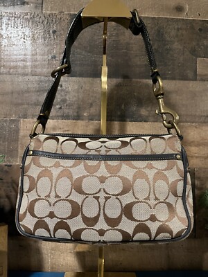 Coach Y2K Navy Suede C Logo Bag Tan | eBay