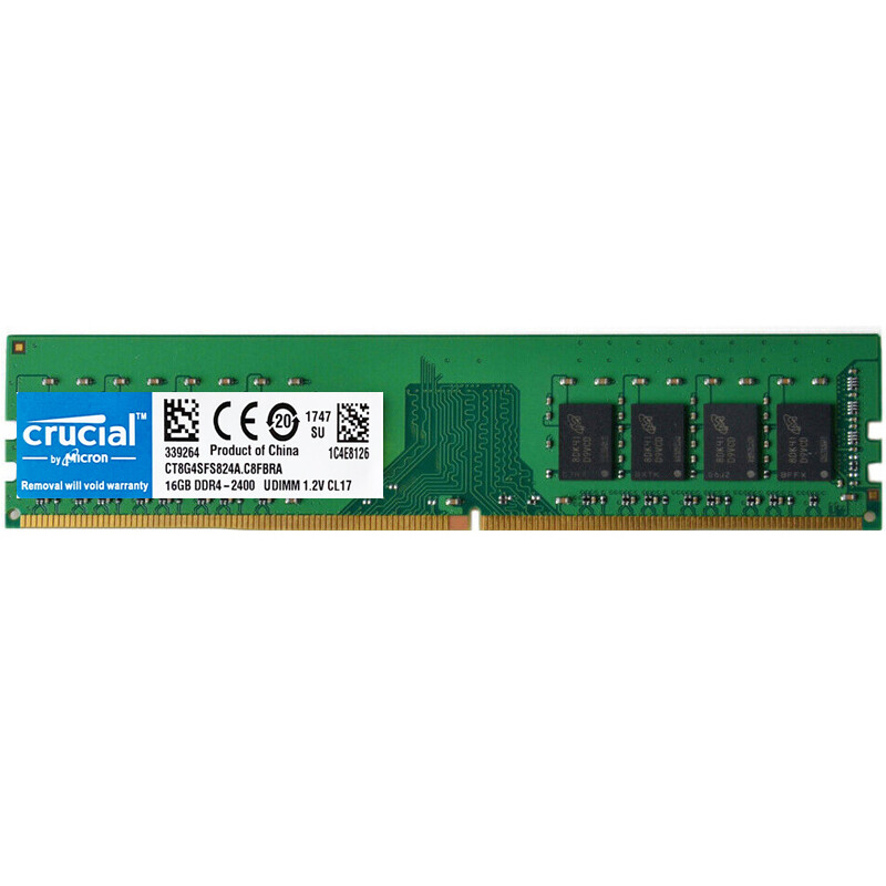 Crucial DDR4 32GB 2X16GB 2400 Mhz PC4-19200 288pins Desktop Memory