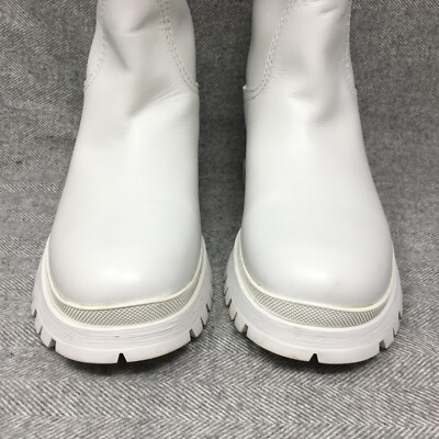 Prada Tall Rain Boots Shoes Womens Size 6 US 36 EU White Pink