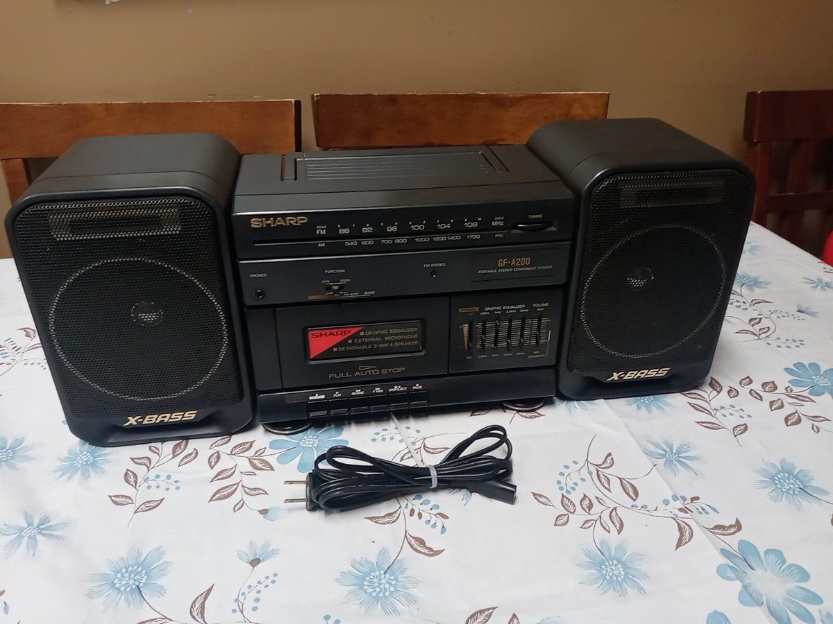 Sharp GF-A200 Boombox Radio Cassette Player. X-Bass TESTED WORKS