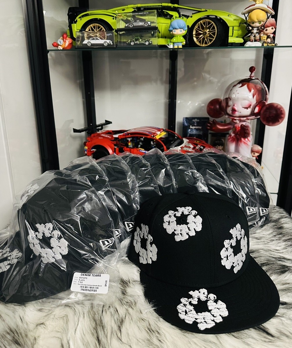 🔥Denim Tears x New Era 59/50 Cotton Wreath Fitted Hat Cap Black