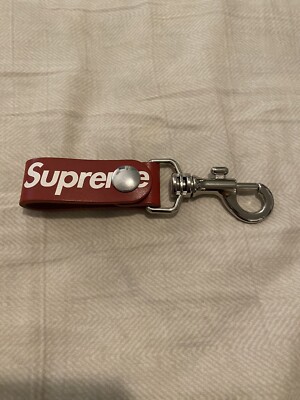Supreme Logo Red Leather Key loop FW21 | eBay