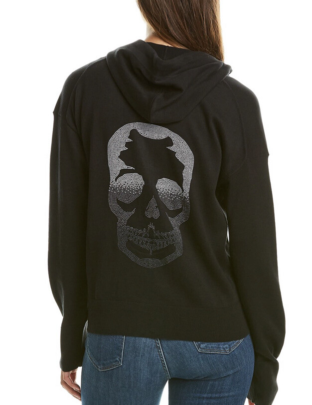 Zadig & Voltaire Sixtine Skull Degrade Black Zip Hoodie Zip Cotton