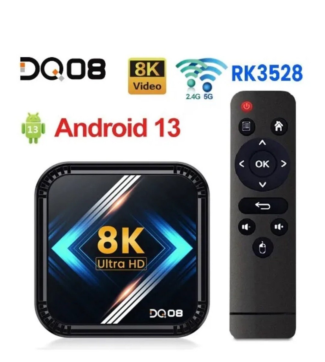 8K Ultra HD Smart TV Box Android 13 | Dual WiFi | HDR10+ | Black