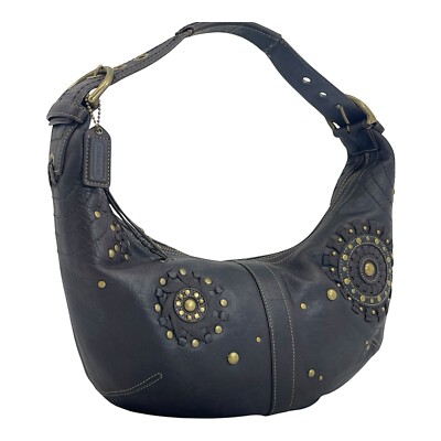 Vintage 00s COACH Mia 10063 Studded Leather Hobo Bag Handbag