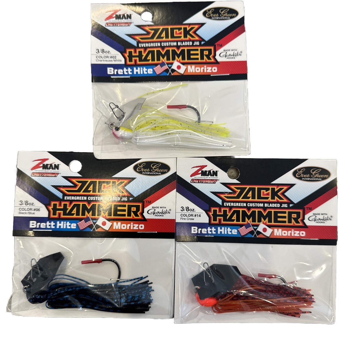 Lot Of 3 Z-Man Evergreen Jack Hammer Chatterbait 3/8 Oz Color #14