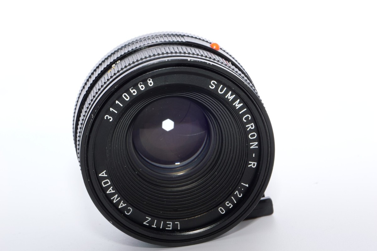 Leica Summicron-R 50mm F2 Lens. Germany. 3 CAM. Built In Hood. CLA
