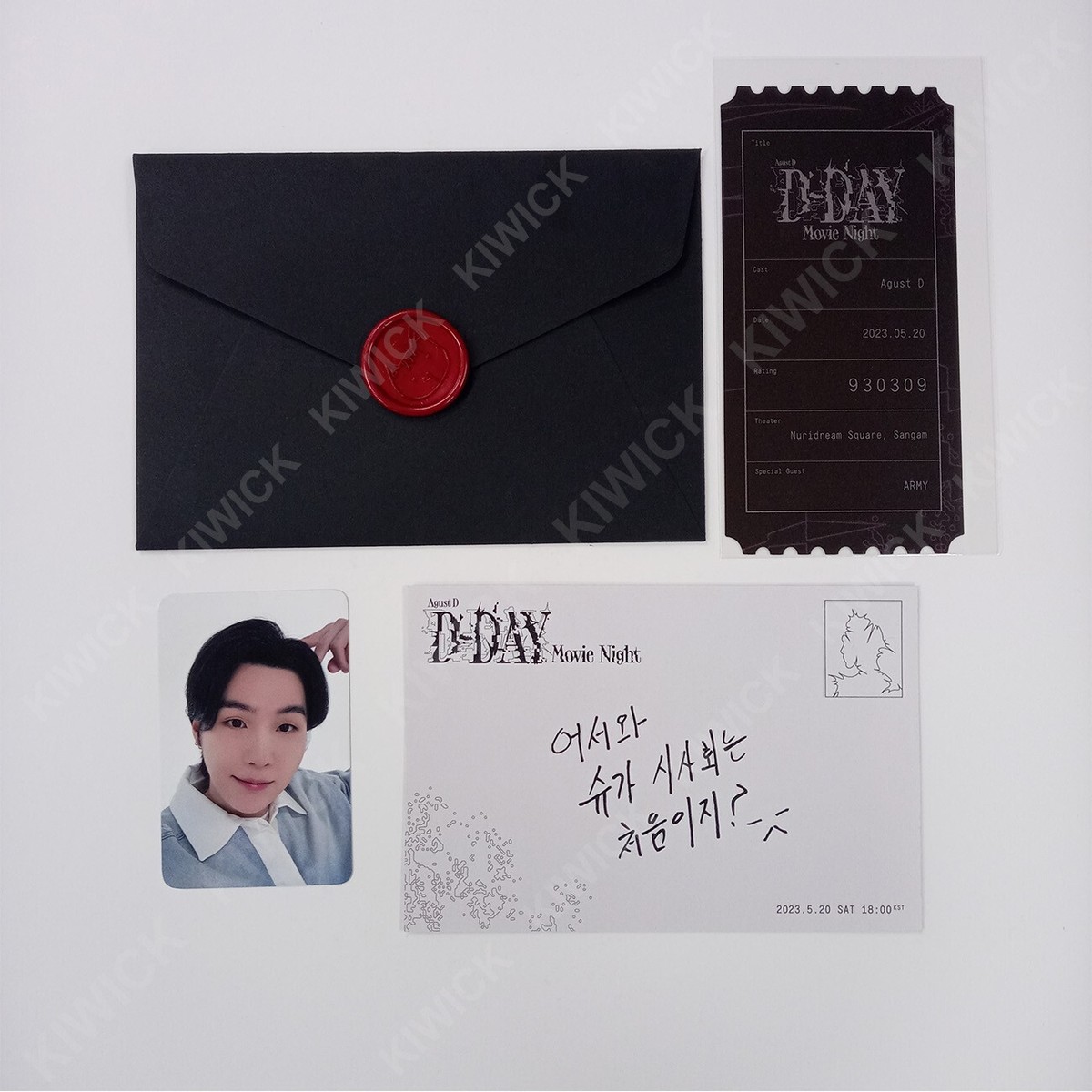 BTS SUGA D-DAY MOVIE NIGHT GIFT PHOTOCARD PHOTO CARD TICKET PINS
