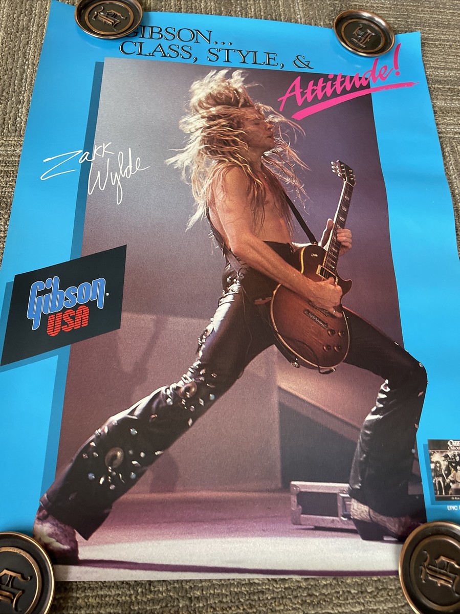 141 1989 Gibson Guitar OZZY OSBOURNE PROMO POSTER Zakk WYLDE Black